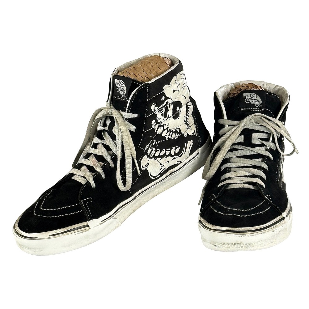 Vans SK8-Hi Glow In The Dark Skulls Shoes Mens 11 Halloween Black White Skate